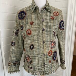 Chico's Size 0 Multicolor Embroidered Beaded Blazer Jacket Coat